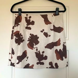 Faux Suede Cow Print Skirt NWT